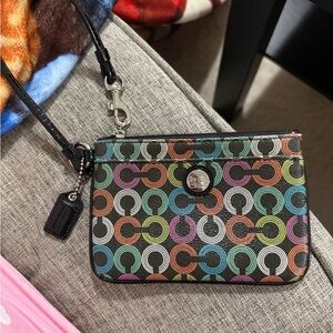 Coach Black Multicolor Pattern Wristlet